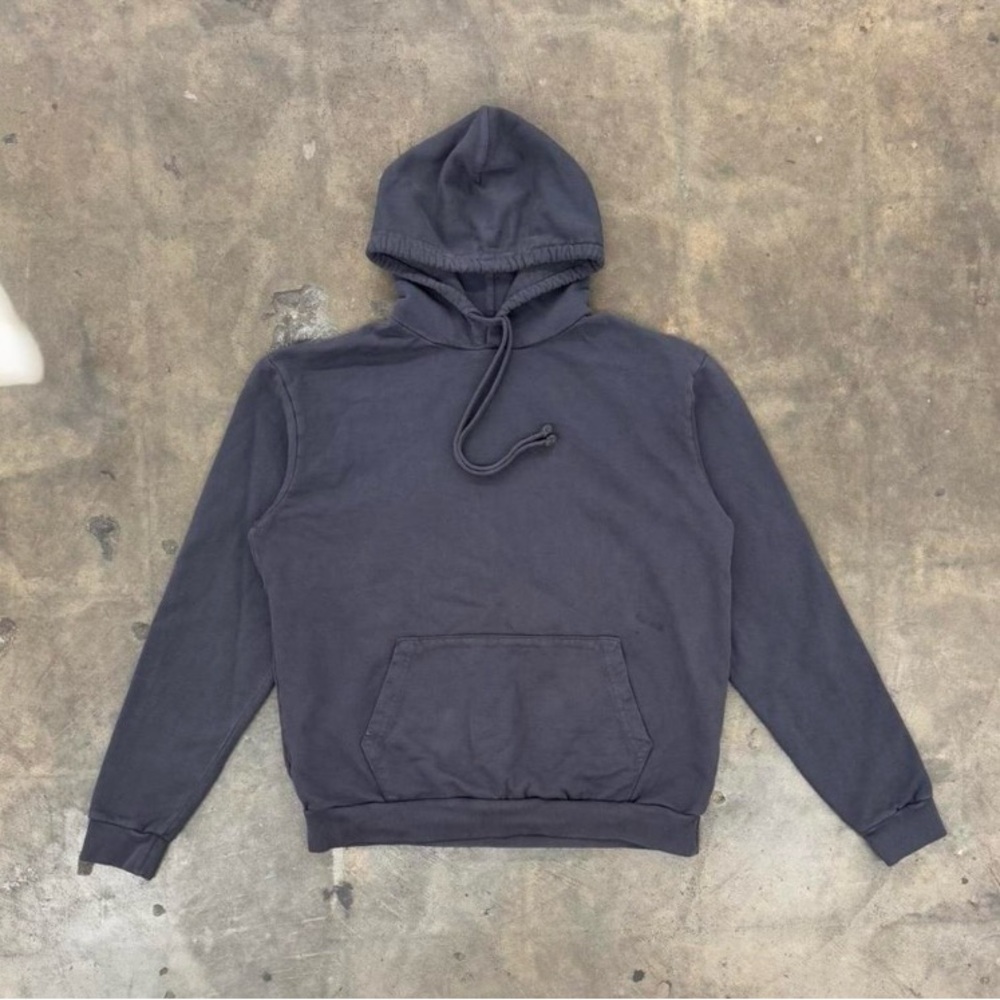 Los Angeles Apparel dolphin blue drawstring heavy fleece Hoodie Sweatshirt
